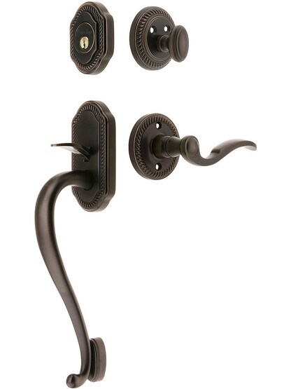 Newport Entry Lock Set in Oil-Rubbed Bronze Finish with Left-Handed Bellagio Lever and